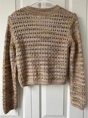Marled Open Stitch Cardigan All in Favor Beige Tan Size Small thumbnail 4