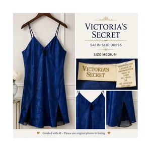 Victorias Secret Lingerie Size M Blue Satin Slip Dress Mini Chemise Sexy Vintage thumbnail 2