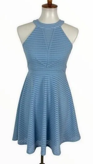 Altar'd State Blue Fit And Flare Sleeveless Textured Mini‎ Dress Boho Chic Small thumbnail 1