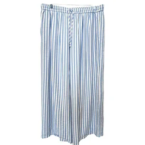 PrettyGarden Wide Leg Striped Drawstring Pants Elastic Waist Blue White Size XXL thumbnail 2