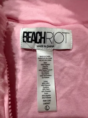 Beach Riot Pink & Teal Sherpa Ski-Lift Pullover size L EUC thumbnail 3