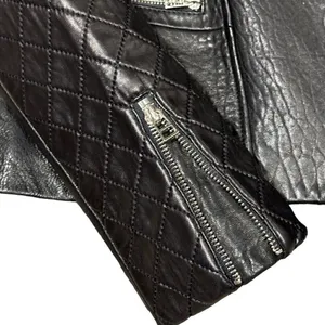 Dawn Levy Black Quilted Genuine Leather Moto Jacket Size Small thumbnail 5