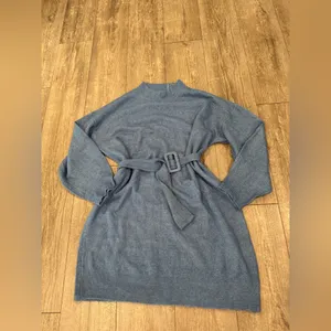 Blue Belted Sweater Dress thumbnail 4
