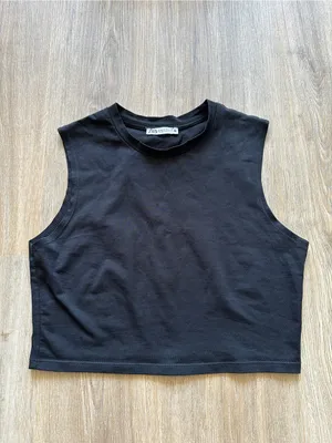 Black Zara sleeveless crop top thumbnail 3