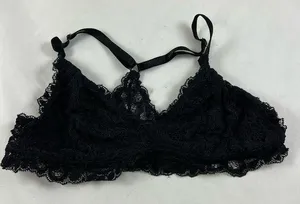 SM Black Lacey elastic bralette bra thumbnail 1