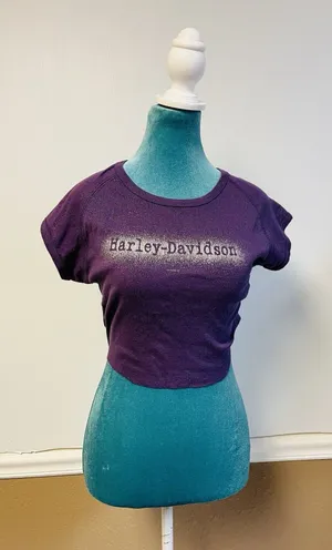 Vintage 90s Harley Davidson Cut-Off Glitter Crop Top Sheboygan WI Women's thumbnail 1