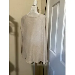 We The Free Free People Cream Waffle Knit Thermal Long Sleeve Top Large 0736 thumbnail 3