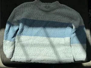 Knox Rose Cream and Dusty Blue Bouclé Stripe Sweater thumbnail 3