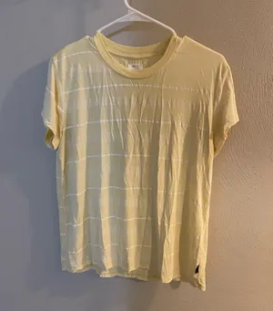 RVCA Yellow and White Striped Short Sleeve Shirt thumbnail 1