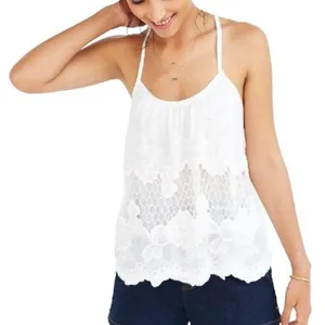 Kimchi Blue Womens Racerback Tank Top Light Pink Crochet Lace Floral Scallop Hem thumbnail 9