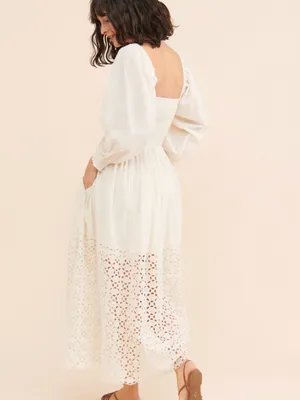Free People Perfect Storm Black Embroidered Sheer Lace Midi Dress Size M thumbnail 12