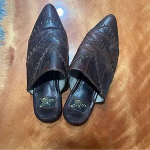 Freebird Nola Leather Mules slides size 7 brown stitched thumbnail 4