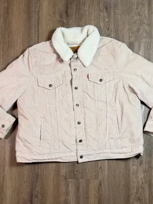 Levi's Cream Corduroy Trucker Jacket with Sherpa Collar thumbnail 4