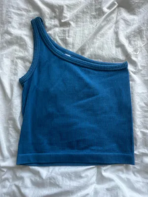 one shoulder athletic tank top Blue thumbnail 1