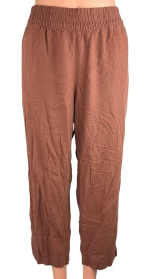 Old Navy Women's Brown High Rise Waist Band Ankle Straight Leg Trouser Pants L thumbnail 1