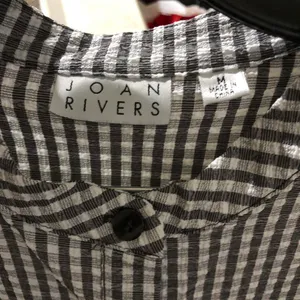 Black white gingham button up down long sleeve oversize shirt blouse priest neckline cuffed sleeves Measurement in pics, excellent condition thumbnail 3