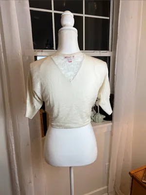 BONGO Y2K Cream Tie-Front Bandeau Top size medium. thumbnail 3