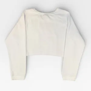 Alphalete White Oversized Crop Crewneck Sweatshirt with Logo XLARGE thumbnail 3