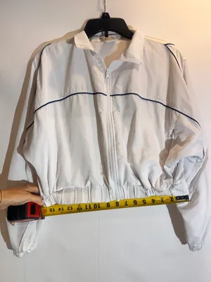 Anthropologie Year of Ours White Tennis Cropped Windbreaker Athletic Jacket XS thumbnail 9