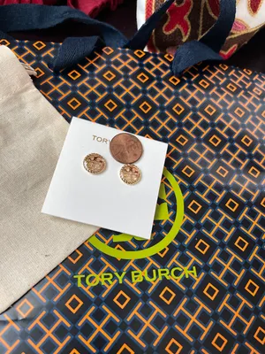 Tory Burch Golden Logo Earrings Rope NEW with pouch thumbnail 4