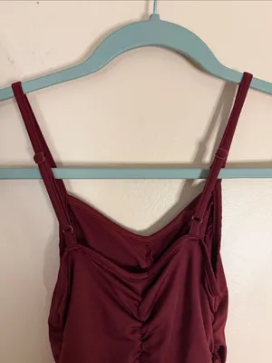Ruched Burgundy Spaghetti Strap Dress thumbnail 4
