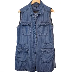 Buffalo David Bitton Lightweight Blue Denim Tunic Vest Medium‎ thumbnail 3