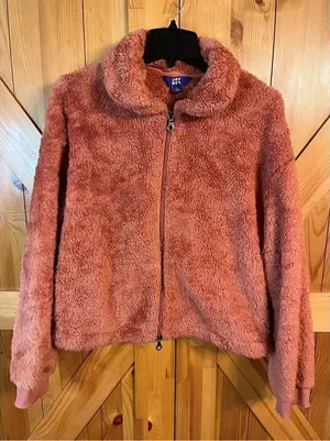 Joy Lab Women's Orange Fleece Jacket Size Large Full Zip (3348) thumbnail 1