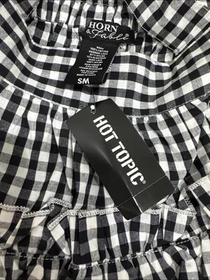 Hot Topic Thorn & Fable Black & White Gingham Lace Tiered Skirtall thumbnail 6