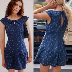 Free People x Revolve Beasley Mini Dress Womens XS Navy Floral Twee Coquette thumbnail 2