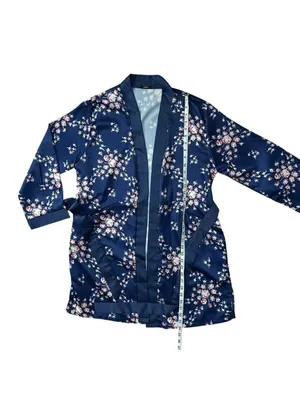 Morgan Lane x FabFitFun Allie Floral Satin Robe Navy Size Small Medium thumbnail 8