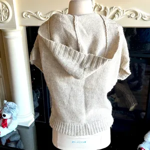 American Eagle Sweater Natural Oatmeal Oversized Cable knit Hoodie Womens XS S thumbnail 9