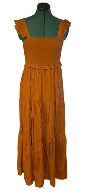 Nanette Lepore Rust Orange Glazed Ginger Cottage Tiered Ruffle Maxi‎ Dress NWT 8 thumbnail 1