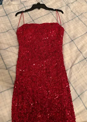 Red sparkly homecoming dillards dress thumbnail 1