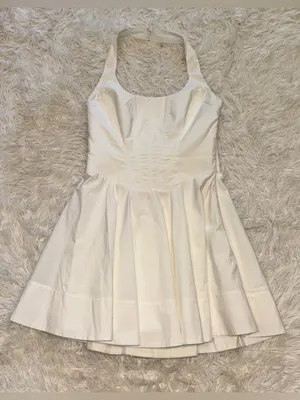 NEW HOUSE OF CB Sasha Halter white cotton Minidress Sz L thumbnail 4