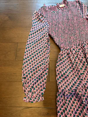 MelloDay Pink and Green Patterned Long Sleeve Dress Size Small - C11-647 thumbnail 4
