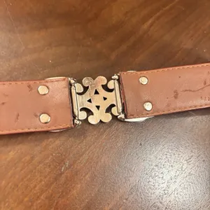Harve' Benard‎ Red Leather Belt Silver Western Concho Buckle Large 39" Statement thumbnail 12