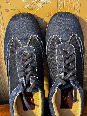 Woman Casual Denim Lace-Up Sneakers in Navy thumbnail 2