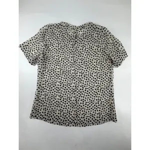 Madewell Womens XS Polka Dot Metallic Sheer Short Sleeve Blouse Cream Black thumbnail 2