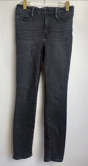 Good American Good Classic High Rise Ankle Denim Jeans Faded Black Size 6/28 thumbnail 1