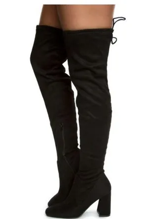 Bamboo Over the Knee Chunky High Heel Boots 2 inch high article 03 suade like thumbnail 1