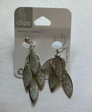 NWT Icing Silver Sparkling Chandelier Clip On Earrings thumbnail 1