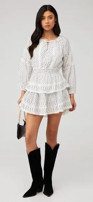 Love Shack Fancy Dress Ruffle White thumbnail 1