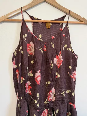 Farm Rio Floral Pink Purple Midi Dress Women’s‎ Size XS SMALL Tropical high low thumbnail 4