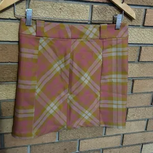 NWT UO Urban Outfitters Moira Plaid Mini Skirt Yellow & Pink Size Medium thumbnail 2