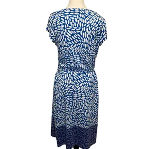 Boden Amelie Jersey Cap Sleeve Belted Dress Soft Stretch Blues White Size 10 thumbnail 3