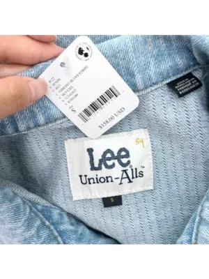 NWT Free People x Lee Union-Alls Coverall Denim Jumpsuit S Sky Blues Stripe thumbnail 6