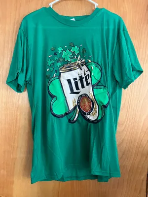 Green St Patrick’s Day Miller Light Tee Size L thumbnail 1