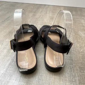 & Other Stories Black Twill Slingback Buckled Sandals Women’s 8 Wide Strap Flats thumbnail 7