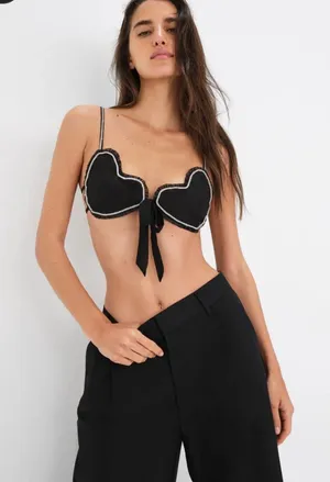 For Love and Lemons Cora heart bra sequin top NWT thumbnail 1