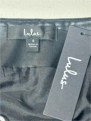 Lulus Black Faux Leather Asymmetrical Mini Skirt Size Small NWT thumbnail 4